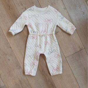 Carter's Cream Jumpsuit with Bow Accents